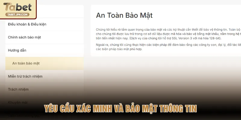 Yêu cầu xác minh và bảo mật thông tin